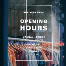 Weiße Minimalistische Öffnungszeiten mit Firmennam