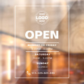 Weiße Minimalistische Öffnungszeiten mit Logo Fensteraufkleber (Blatt 2)