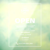 Weiße Minimalistische Öffnungszeiten mit Logo Fensteraufkleber (Blatt 3)