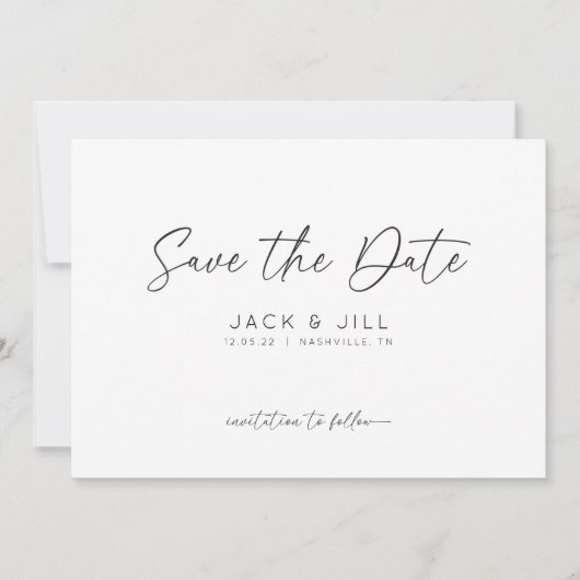 Weiße Minimalistische Save the Date Einladung (Vorderseite)