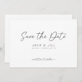 Weiße Minimalistische Save the Date Einladung (Vorne/Hinten)