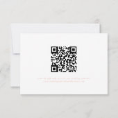 Weiße Minimalleaf Pink Schriftart & QR Code RSVP K (Rückseite)