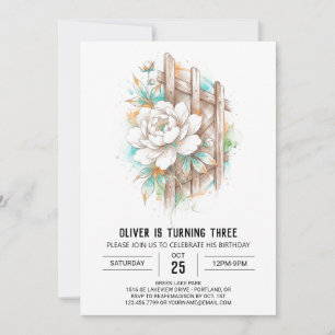 Weiße Minz-Blumen-Geburtstag Einladung