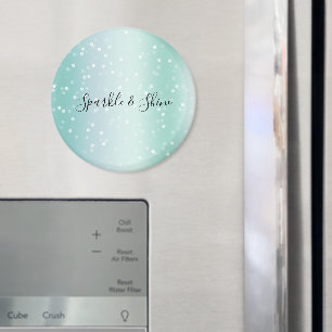 Weiße Minz Bokeh-Punkte Feier Magnet