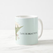 Weiße Minze-Tulpenblüten Kaffeetasse (VorderseiteRechts)