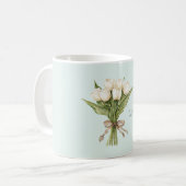 Weiße Minze-Tulpenblüten Kaffeetasse (Vorderseite Links)