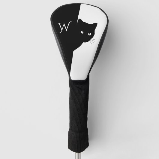 Weiße Mit Augen Schwarzkatze Golf Headcover (Vorderseite)