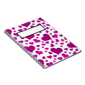 WEISSE MIT LILA HERZEN SPIRALNOTEBOOK NOTIZBLOCK (Rechte Seite)