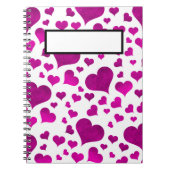 WEISSE MIT LILA HERZEN SPIRALNOTEBOOK NOTIZBLOCK (Vorderseite)