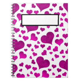 WEISSE MIT LILA HERZEN SPIRALNOTEBOOK NOTIZBLOCK