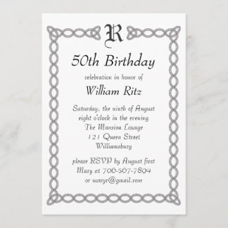 Weiße Mit Monogramm Geburtstagseinladung Einladung