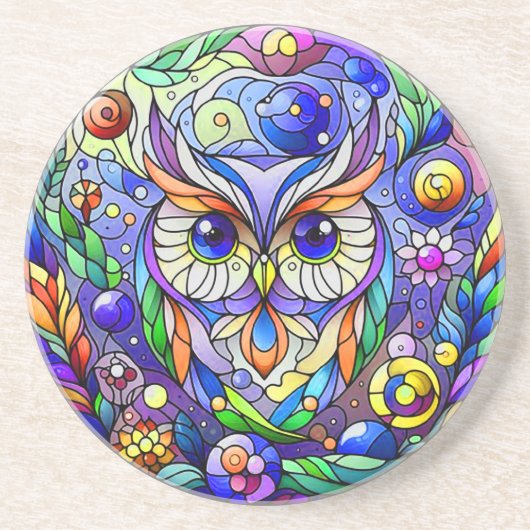 Weiße mit Saphir Augen Getränkeuntersetzer (Vorne)