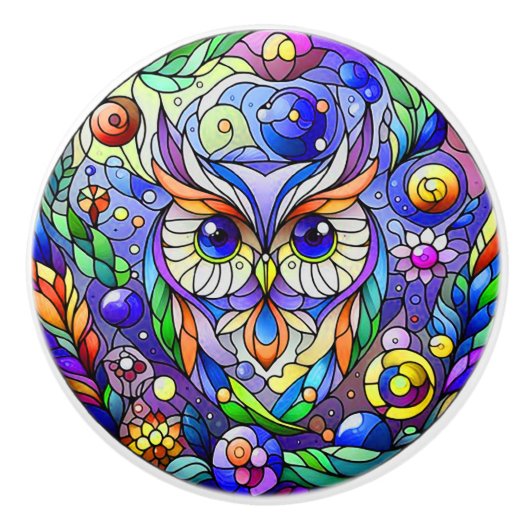 Weiße mit Saphir Augen Keramikknauf (Vorderseite)