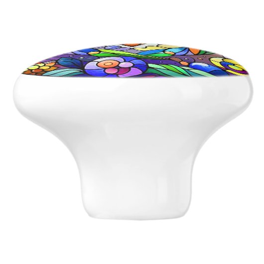 Weiße mit Saphir Augen Keramikknauf (Seitenansicht)