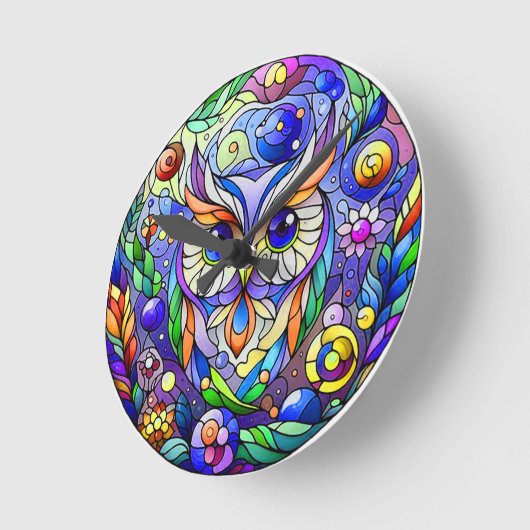 Weiße mit Saphir Augen Runde Wanduhr (Winkel)