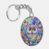 Weiße mit Saphir Augen Schlüsselanhänger (Vorderseite links)