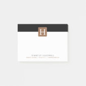 Weiße Mitte-aufgeteiltes mutiges Monogramm des Post-it Klebezettel (Vorderseite)