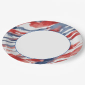 Weiße Mitte mit abstraktem Wasserfarben-Flaggenmus Pappteller (Schrägansicht)