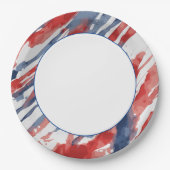 Weiße Mitte mit abstraktem Wasserfarben-Flaggenmus Pappteller (Vorderseite)