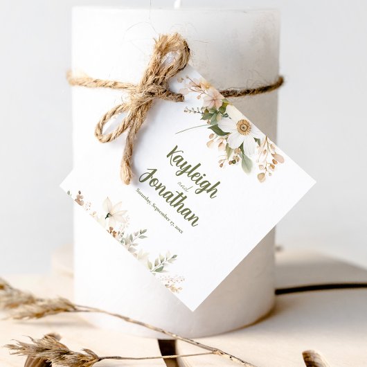 Weiße, moderne Aquarellblume Gastgeschenk Hochzeit Geschenkanhänger