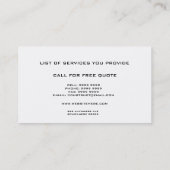 Weiße moderne Bau-Schablonen-Visitenkarte Visitenkarte (Rückseite)