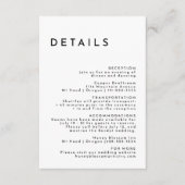Weiße, moderne, fette Hochzeitsdetails Begleitkarte (Vorderseite)