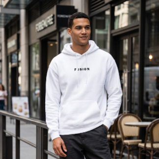 Weiße moderne FUSION-Grafik-Kapuzensweatjacke | Ur Hoodie