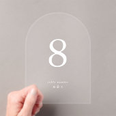 Weiße, moderne Hochzeitsakryllische Tischnummern (Insitu (Handheld))