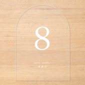 Weiße, moderne Hochzeitsakryllische Tischnummern (Vorderseite)