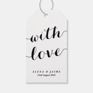Weiße moderne kalligrafische Hochzeit mit Liebe sü Geschenkanhänger