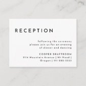 Weiße, moderne, kühne Hochzeitsempfehlung Begleitkarte (Vorderseite)