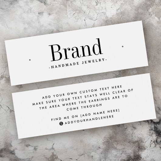 Weiße moderne minimale Ohrring-Display-Karte