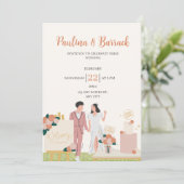 Weiße, moderne Personalisierte Rosa Hochzeit Einladung (Stehend Vorderseite)