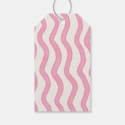 Weiße, moderne rosa und grüne Gastgeschenk Hochzei Geschenkanhänger (Rückseite)