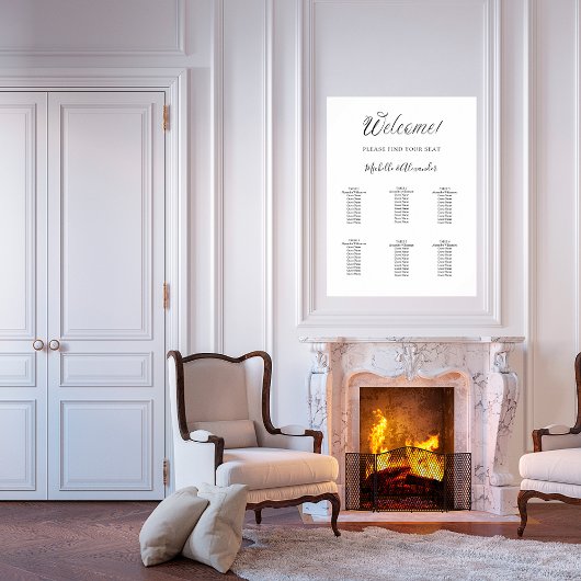 Weiße, moderne Schrift Hochzeitskarte Poster