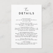 Weiße, moderne Script-Hochzeitsdetails Begleitkarte (Vorderseite)