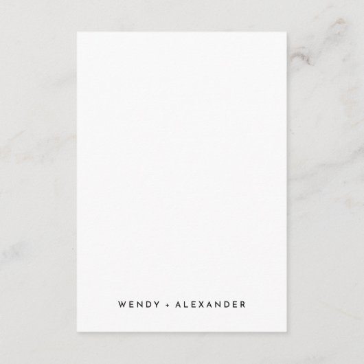 Weiße, moderne Script-Hochzeitsdetails Begleitkarte (Rückseite)