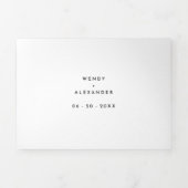 Weiße, moderne Skriptereihen Dreifach Gefaltete Einladung (Cover)