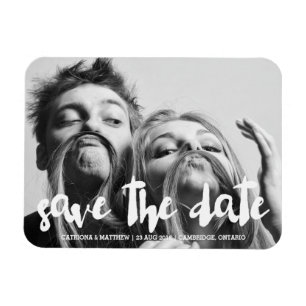 Weiße moderne Typografie Save-the-Date-Magnet Magnet