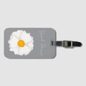 Weiße Mohnblume Grau Gepäckanhänger (Vorderseite (Horizontal))