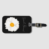 Weiße Mohnblume Schwarz Gepäckanhänger (Vorderseite (Horizontal))