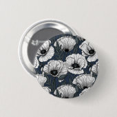 Weiße Mohnblumen auf Navy Button (Vorne & Hinten)