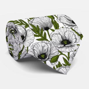 Weiße Mohnblumen in Weiß Krawatte