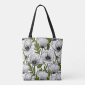 Weiße Mohnblumen in Weiß Tasche (Rückseite)