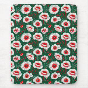 🌸 Weiße Mohnblumen-Schreibtischdekoration 🌸 Mousepad