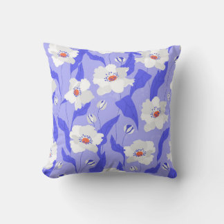 Weiße Mohnblüte Blume nahtlos. Schöne ha Kissen