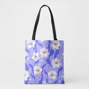 Weiße Mohnblüte Blume nahtlos. Schöne ha Tasche