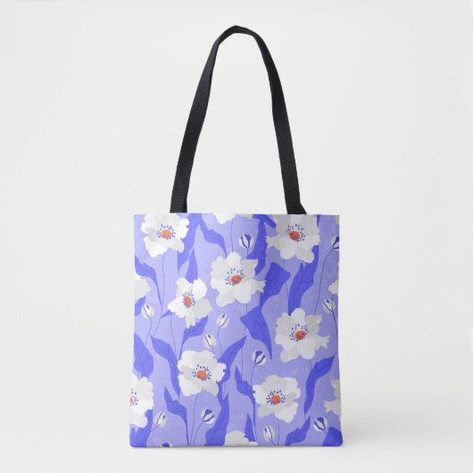 Weiße Mohnblüte Blume nahtlos. Schöne ha Tasche (Vorderseite)