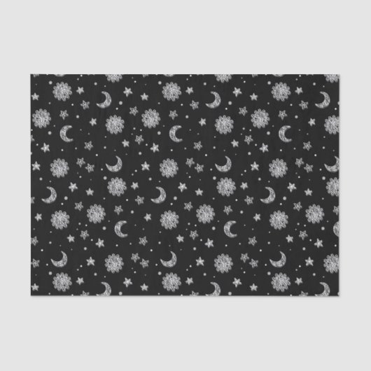 Weiße Monde u. Sterne Seidenpapier (Vorderseite)