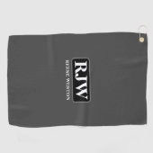 Weiße Monogramm Inside Gray Border, Name, dunkelgr Golfhandtuch (Horizontal)